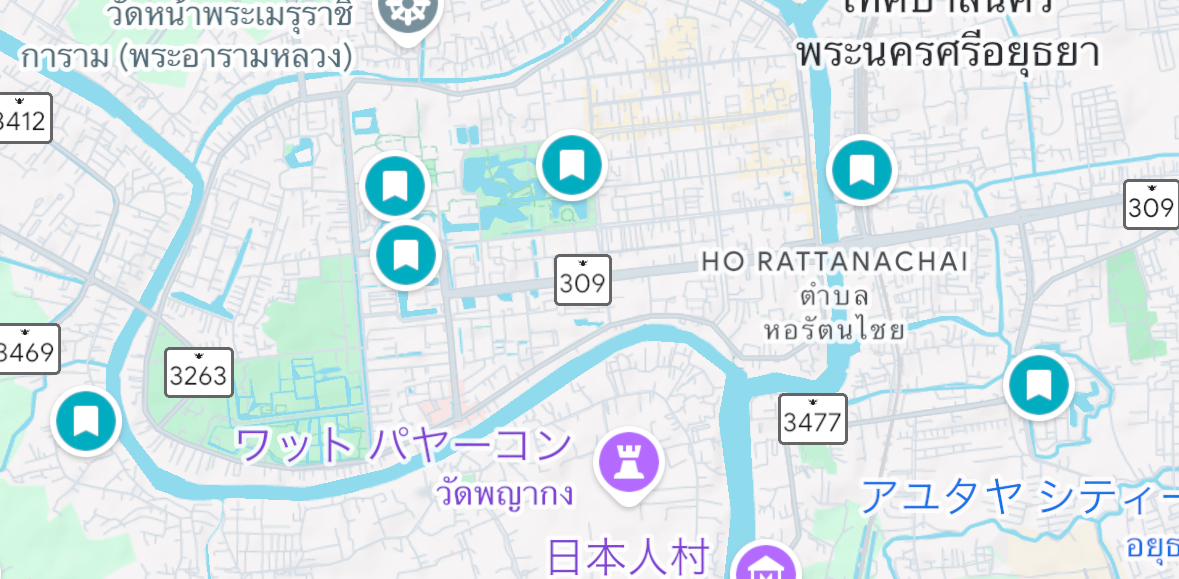 アユタヤ観光マップ